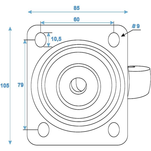 ROADINGER Swivel Castor 100mm blue shielded bearing