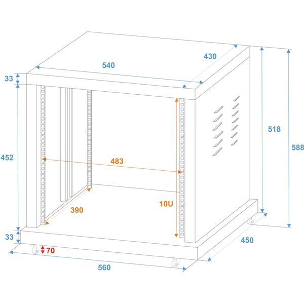 ROADINGER Steel Rack SR-19, 10U