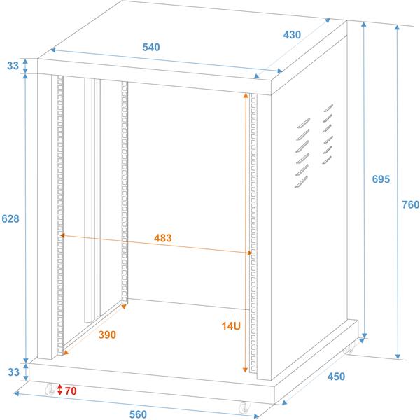 ROADINGER Steel Rack SR-19, 14U