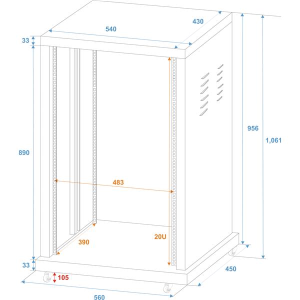 ROADINGER Steel Rack SR-19, 20U