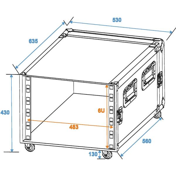 ROADINGER Rack Profi KM 6U 55cm with wheels