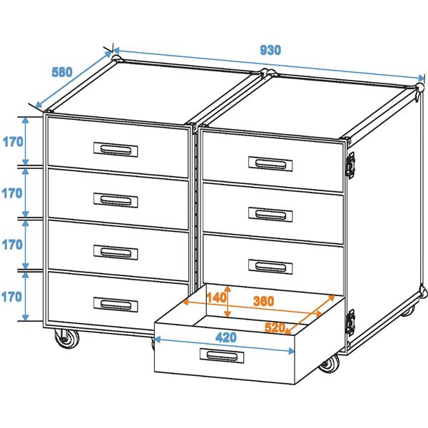 ROADINGER Universal Roadie Case Double Drawer DD-2