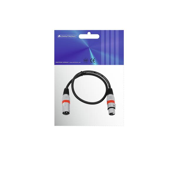 OMNITRONIC XLR cable 3pin 0.5m bk/rd