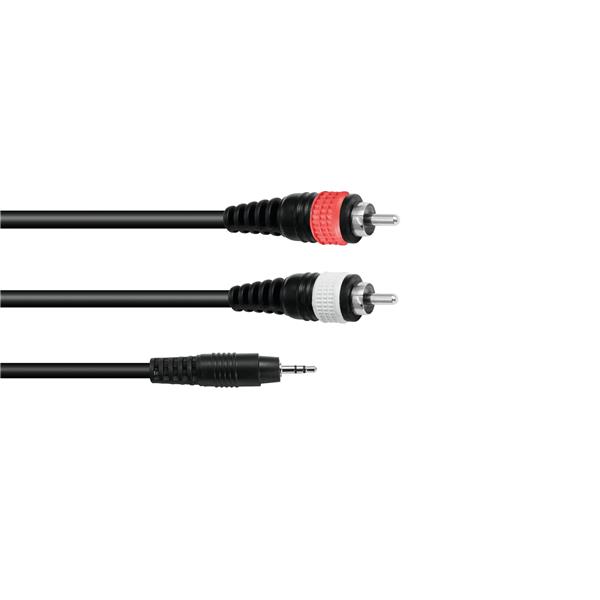 OMNITRONIC Adaptercable 3.5 Jack/2xRCA 1.5m bk