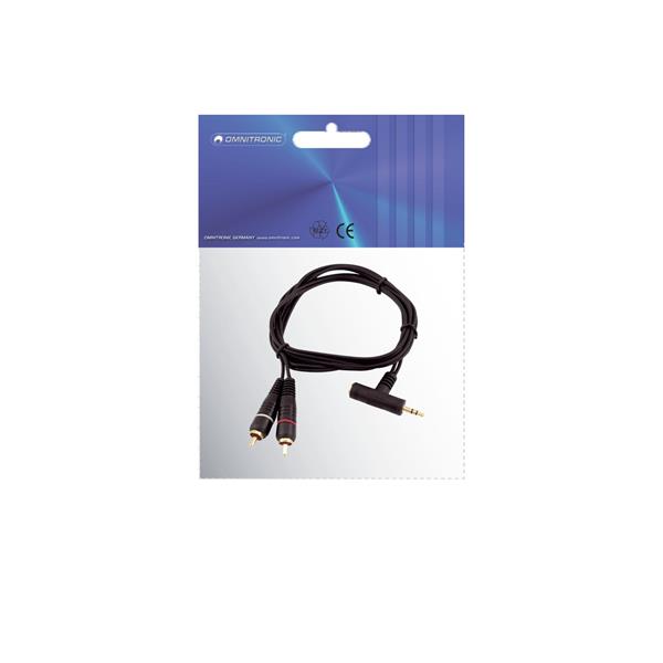 OMNITRONIC Adaptercable 3.5 T-Jack/2xRCA 1.5m bk