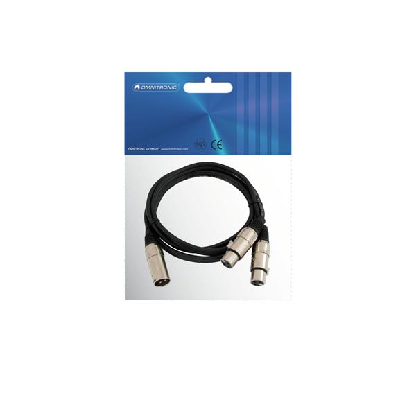 OMNITRONIC Adaptercable XLR(M)/2xXLR(F) 0,5m bk