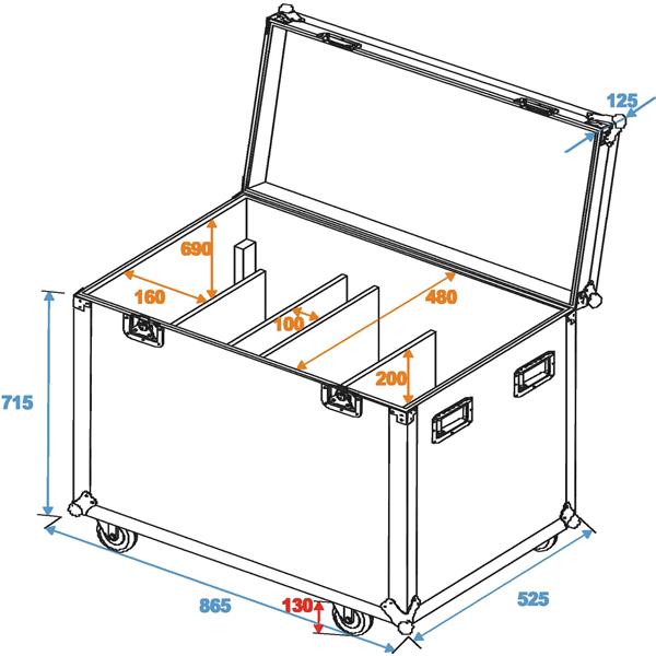 ROADINGER Flightcase 8x Audience Blinder 2xCOB