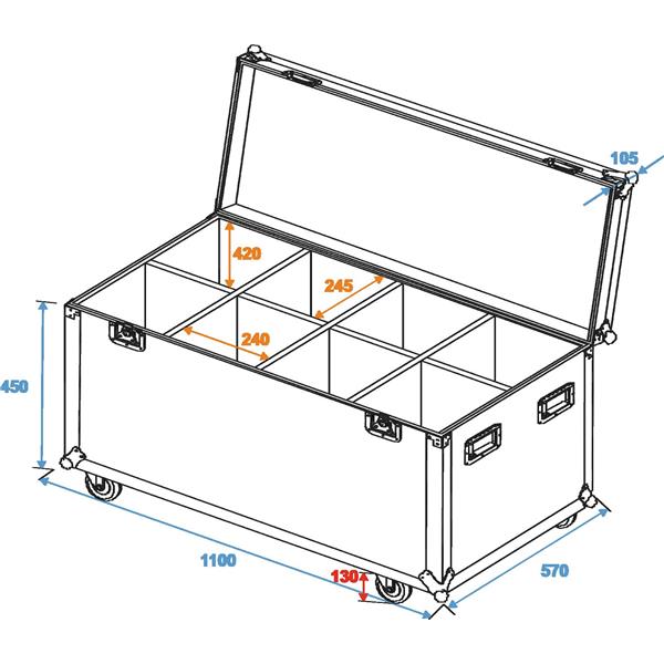 ROADINGER Flightcase 8x PAR-64/ML-56