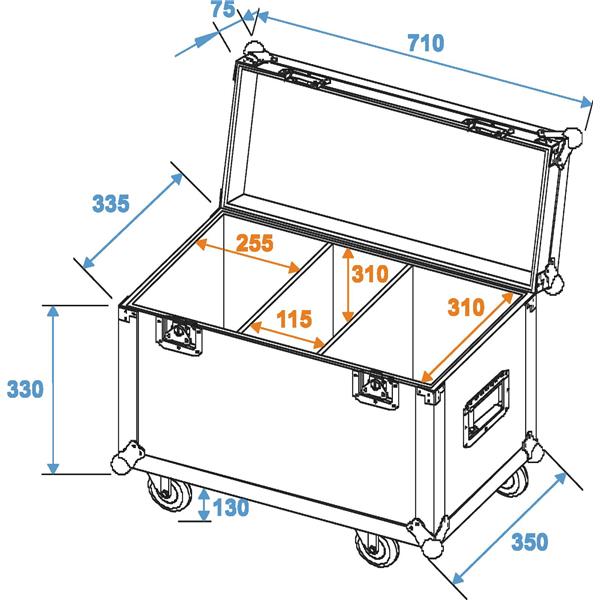 ROADINGER Flightcase 2x TMH-30/40/60 with wheels