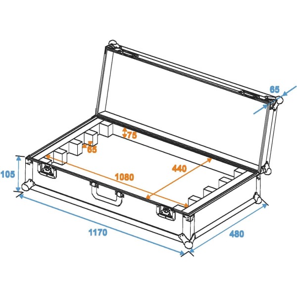 ROADINGER Flightcase EC-B252 4x LED BAR-252 RGB