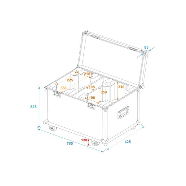 ROADINGER Flightcase 2x TMH-X5 with Wheels