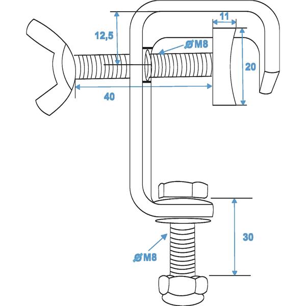 EUROLITE TH-25 Theatre Clamp silver