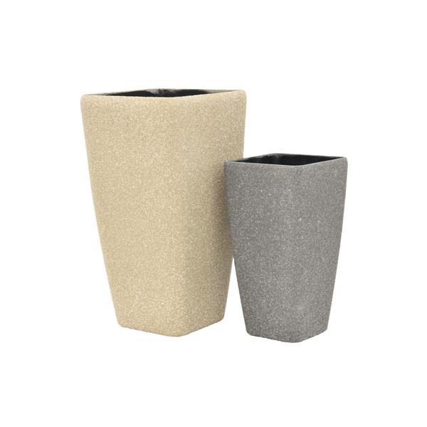 EUROPALMS Deco cachepot STONA-41, cubic, beige